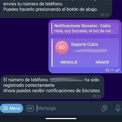 Mensaje de confirmación de registro correcto